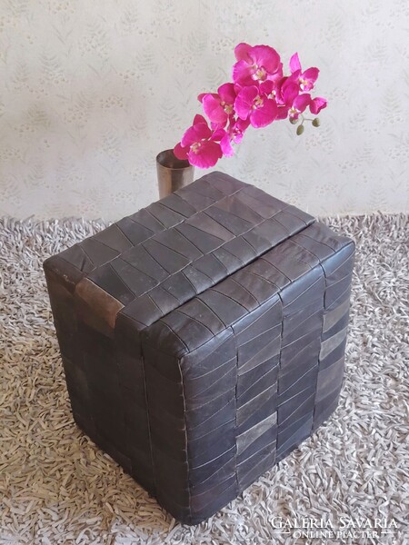 Patchwork Bőr tárolós design Sved puff ALKUDHATÓ