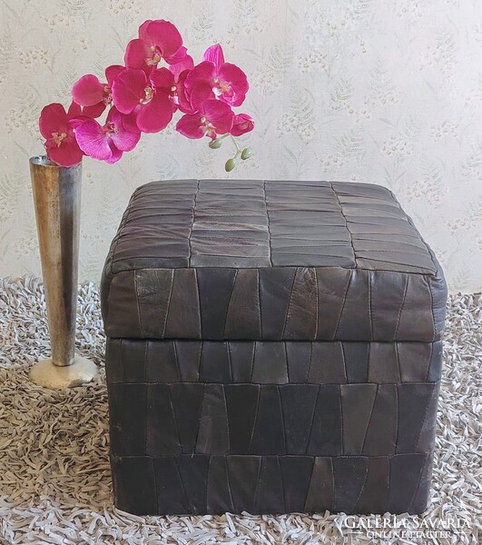 Patchwork Bőr tárolós design Sved puff ALKUDHATÓ