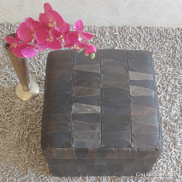 Patchwork Bőr tárolós design Sved puff ALKUDHATÓ