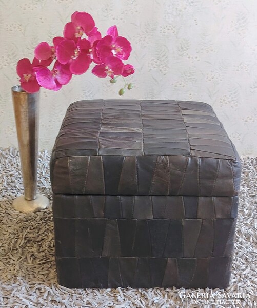 Patchwork Bőr tárolós design Sved puff ALKUDHATÓ