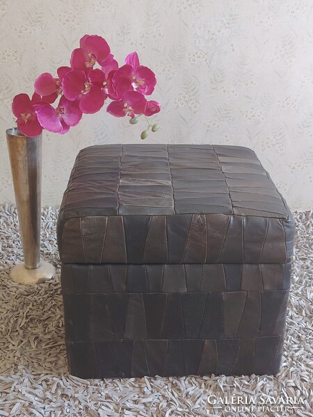 Patchwork Bőr tárolós design Sved puff ALKUDHATÓ