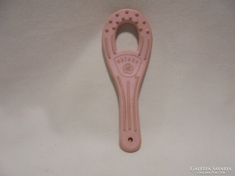 Retro CHICCO rágóka és csipogós gumi kutya baba játék - együtt