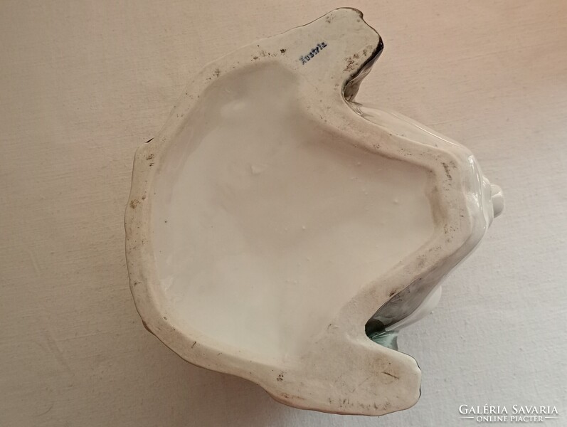 Majolika humidor 17x17x13cm - kaspó ceruzatartó polcdísz régi