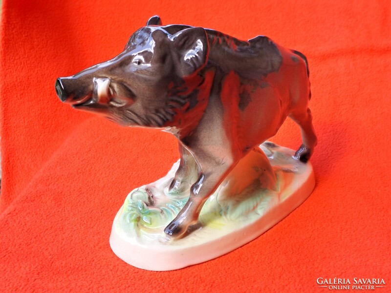 Ritka! Német Katzhütte nagy méretű vaddisznó / vadkan porcelán figura