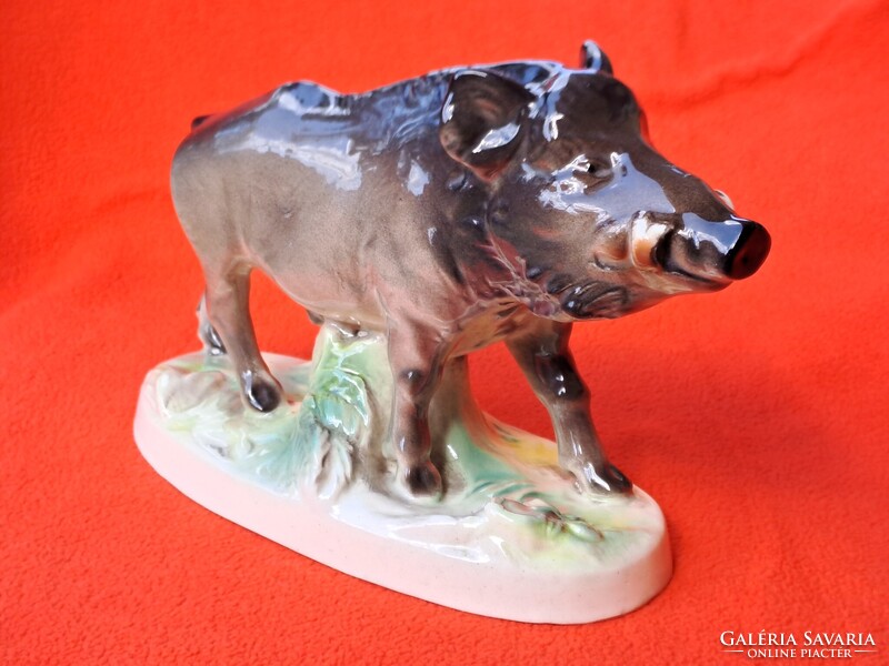 Ritka! Német Katzhütte nagy méretű vaddisznó / vadkan porcelán figura