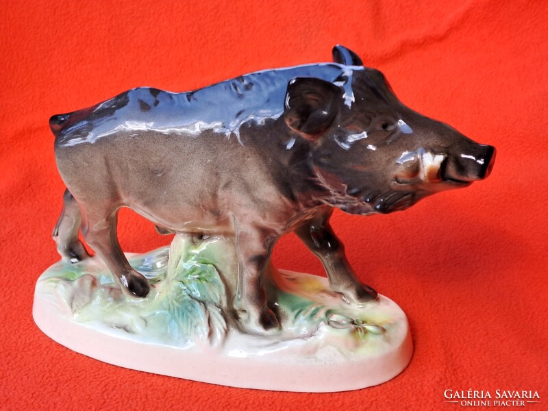 Ritka! Német Katzhütte nagy méretű vaddisznó / vadkan porcelán figura