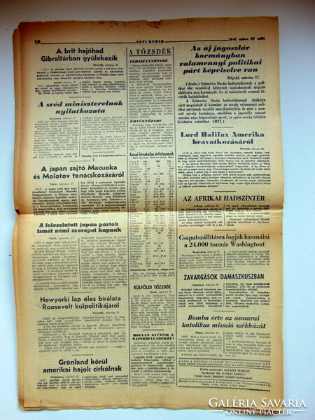 1941 március 27  /  ESTI KURIR  /  RÉGI EREDETI ÚJSÁG Ssz.: 722