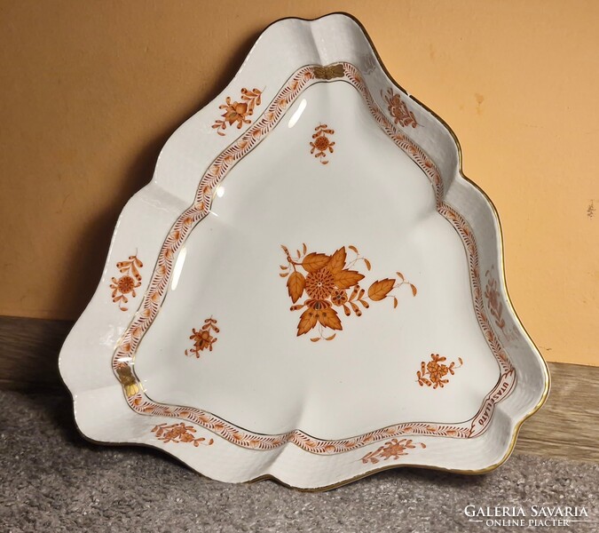 Herendi Apponyi orange Utasellátó salátástál, 1976-os jubileumi kiadás