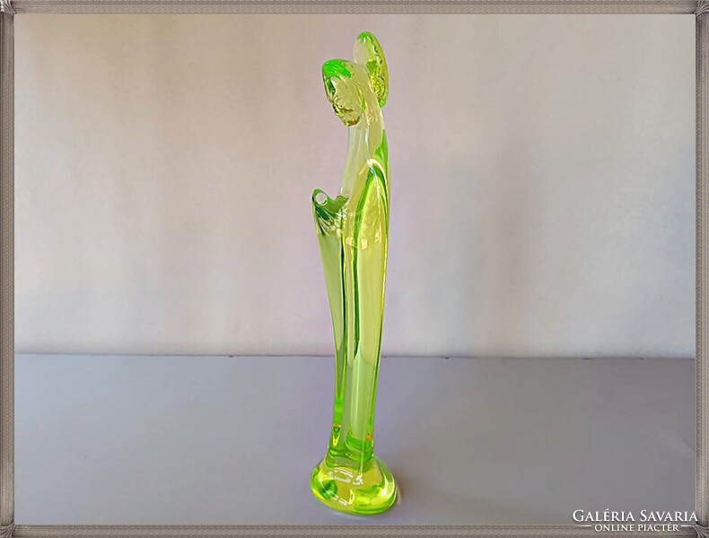 Rare, collectible, italian Seguso Murano Muranoi uranium glass Virgin Mary