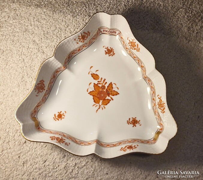 Herendi Apponyi orange Utasellátó salátástál, 1976-os jubileumi kiadás