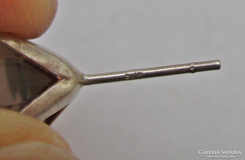 Gyönyörű régi  nagy füstkvarc köves ezüst fülbevaló