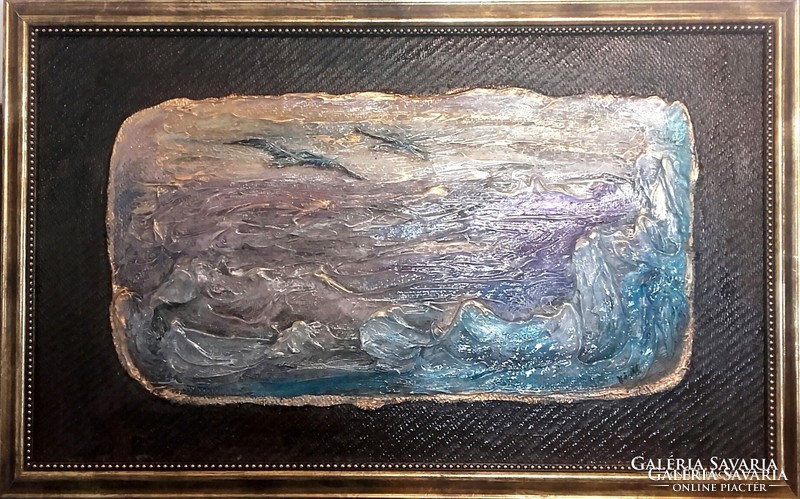 Holdfényes séta  Prima díjas művész zománcképe, tanúsítvánnyal. 55x35cm. Károlyfi Zsófia (1952)