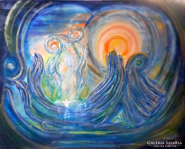 Holdfényes séta  Prima díjas művész zománcképe, tanúsítvánnyal. 55x35cm. Károlyfi Zsófia (1952)