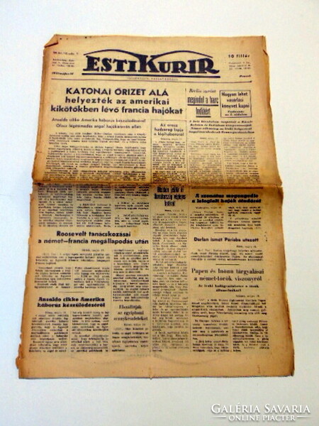 1941 május 16  /  ESTI KURIR  /  RÉGI EREDETI ÚJSÁG Ssz.: 997