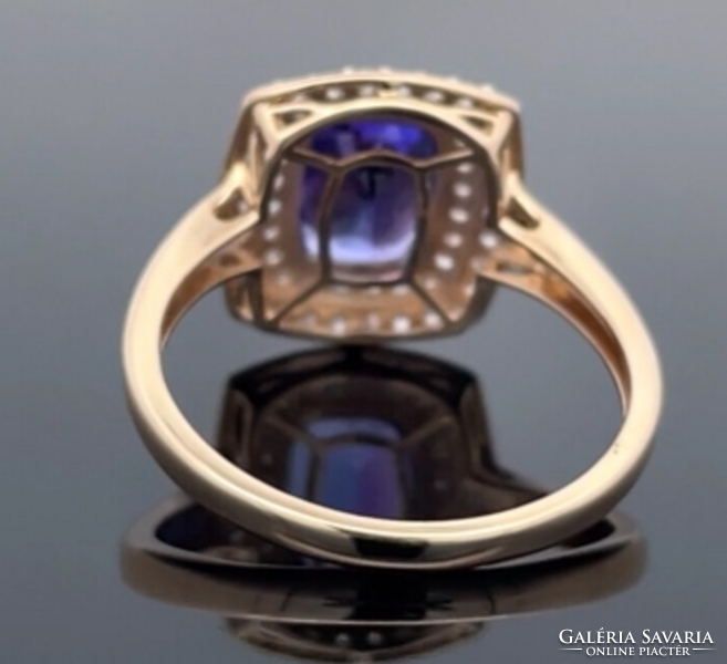 2.48ct Tanzanit 0.50 ct Brillekkel gyönyörű arany gyűrű.ÚJ.Igazolással