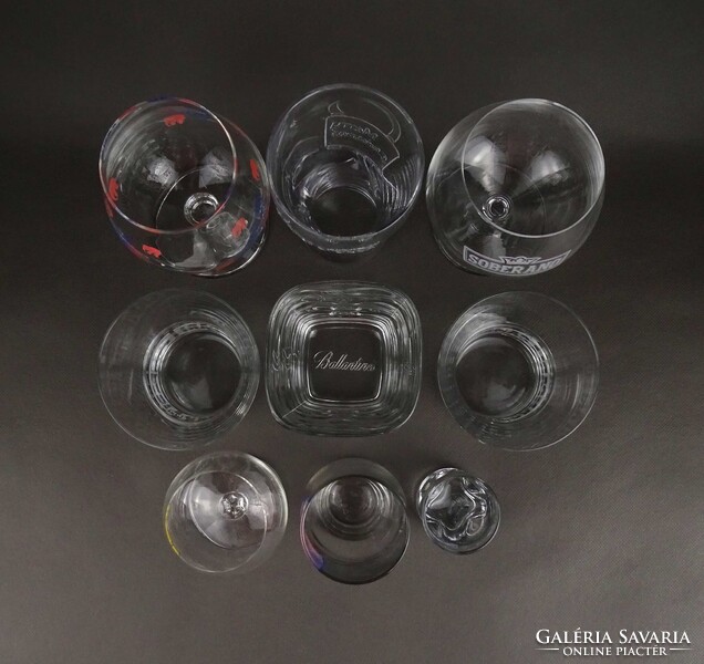 1W858 Feliratos, márkás pohár csomag COCA-COLA, BOLS, CAMPARI, BALLANTINES, stb. 9 darab