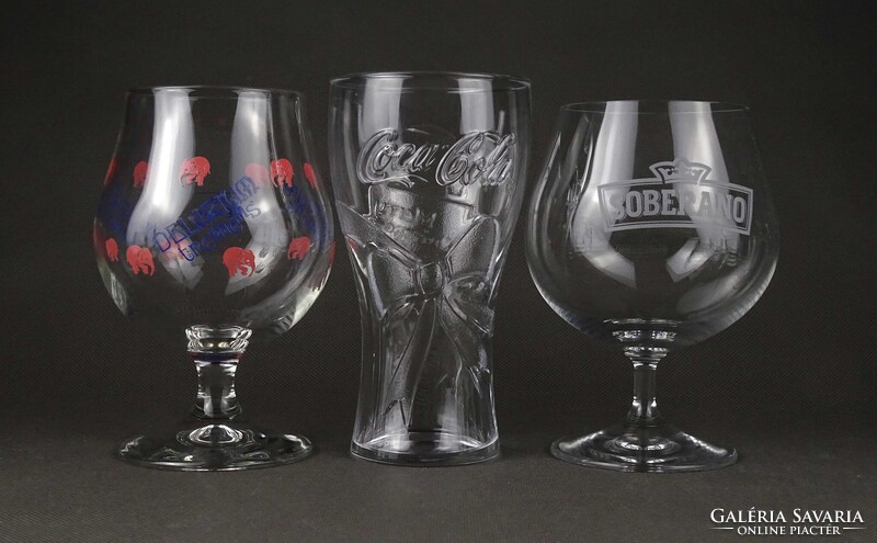 1W858 Feliratos, márkás pohár csomag COCA-COLA, BOLS, CAMPARI, BALLANTINES, stb. 9 darab