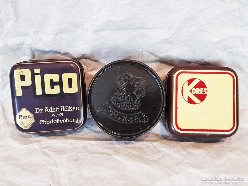 3 db. antik lemez és bakelit doboz (Pelikan, PICO, Kores)