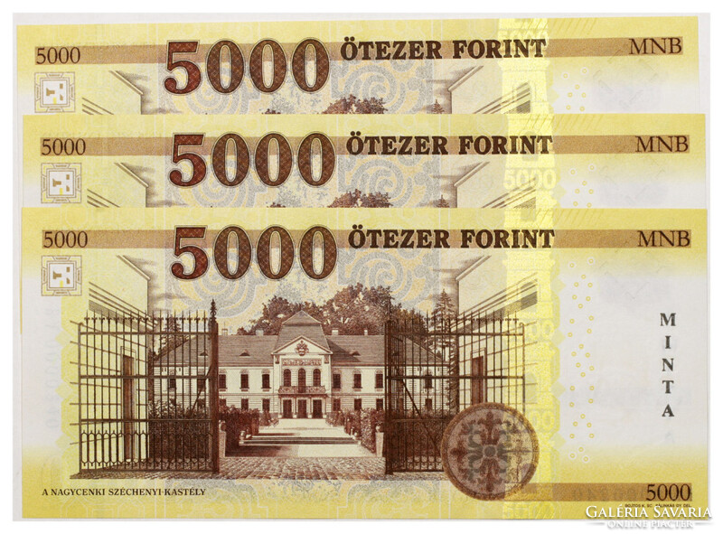 5000 Forint Bankjegy 2017 MINTA sorszámkövető 3db