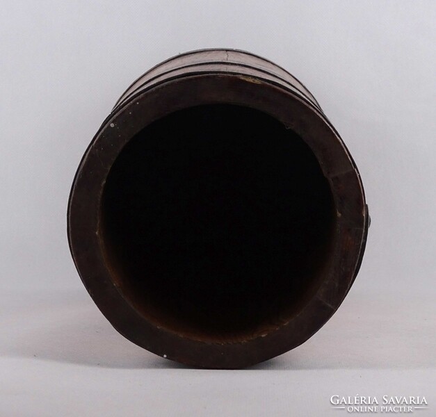 1W746 Antik köpülő fa vajköpülő vödör 39.5 cm