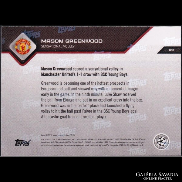 Topps NOW UCL #098 Mason Greenwood - Manchester United