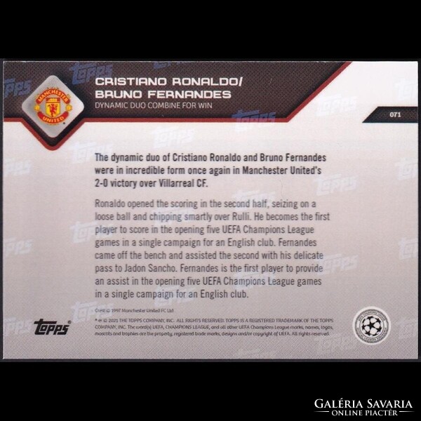 Topps NOW UCL #071 Cristiano Ronaldo / Bruno Fernandes - Manchester United