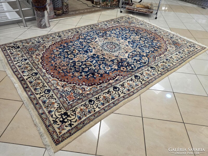 Különleges egyedi színvilágú selyemkontúros iráni nain 200x295 kézi  gyapjú perzsa szőnyeg FZ70