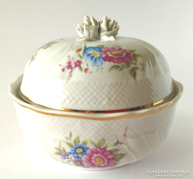 HOLLÓHÁZI PORCELÁN PANNÓNIA HAJNALKA MINTÁS NAGY BONBONIER,DOBOZ