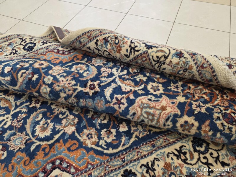 Különleges egyedi színvilágú selyemkontúros iráni nain 200x295 kézi  gyapjú perzsa szőnyeg FZ70