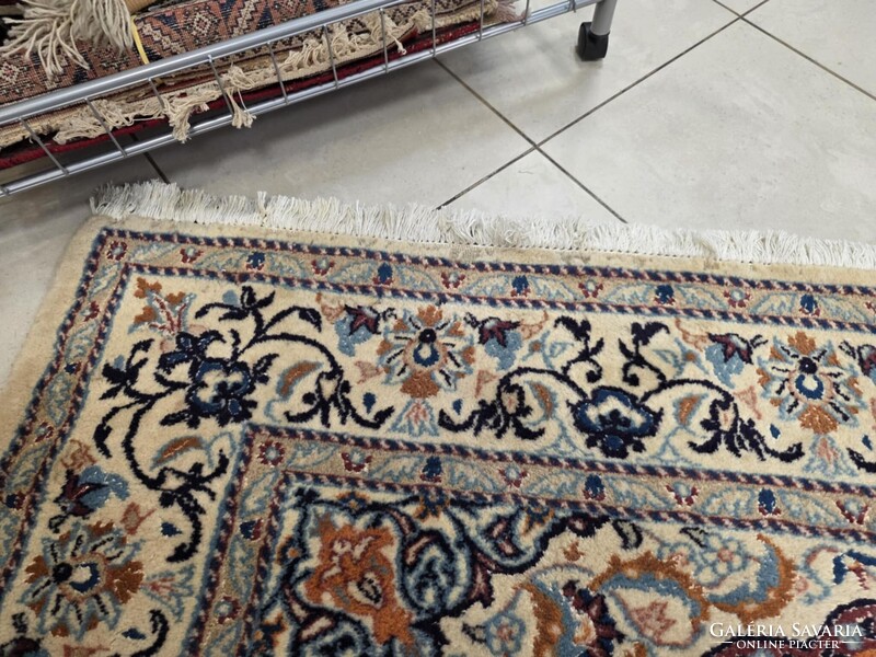 Különleges egyedi színvilágú selyemkontúros iráni nain 200x295 kézi  gyapjú perzsa szőnyeg FZ70