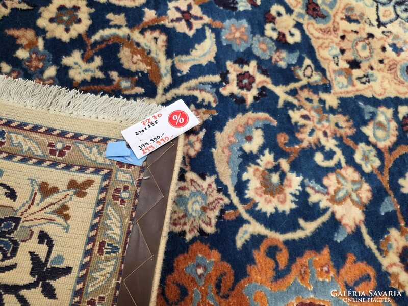 Különleges egyedi színvilágú selyemkontúros iráni nain 200x295 kézi  gyapjú perzsa szőnyeg FZ70