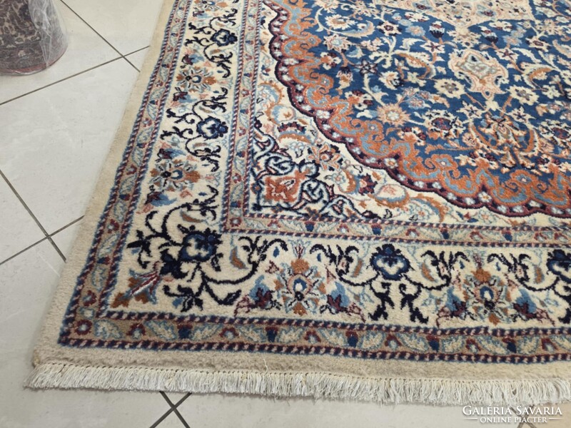 Különleges egyedi színvilágú selyemkontúros iráni nain 200x295 kézi  gyapjú perzsa szőnyeg FZ70