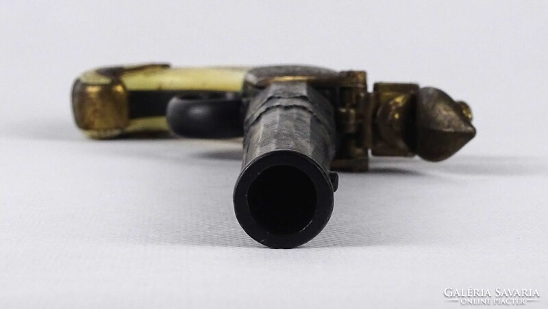 1W950 Fém vázas, csont markolatos kovás pisztoly replika aranyozott mintázatú csővel