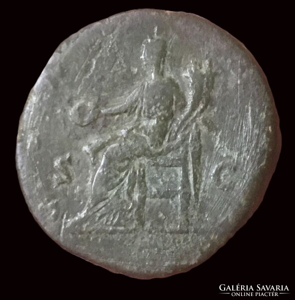 Római SEPTIMIUS SEVERUS Sestertius Ülő Róma hátlap 16,7gr/27mm RIC 691