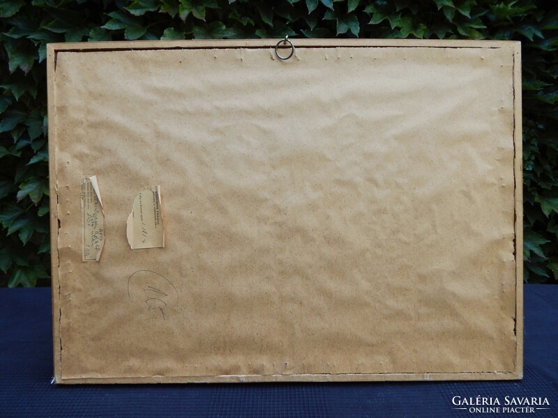 Weintrager Adolf (1927 - 1987):  Eső után,  40 x 50 cm-es akvarellje keretben