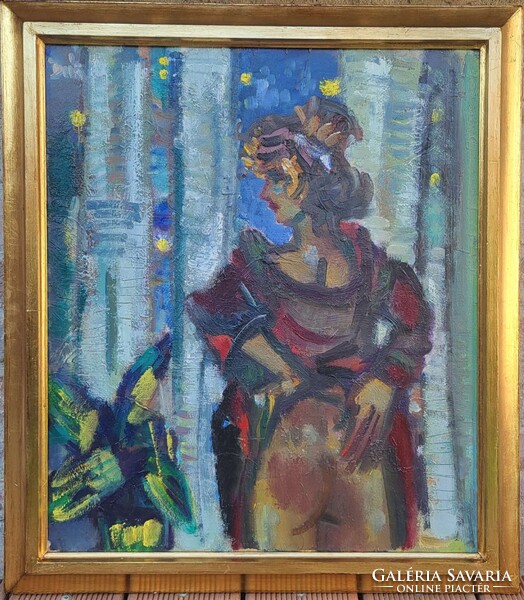 Doór Ferenc (1918-2015) Frivol ( léha nő) c. festménye Eredeti Garanciával !