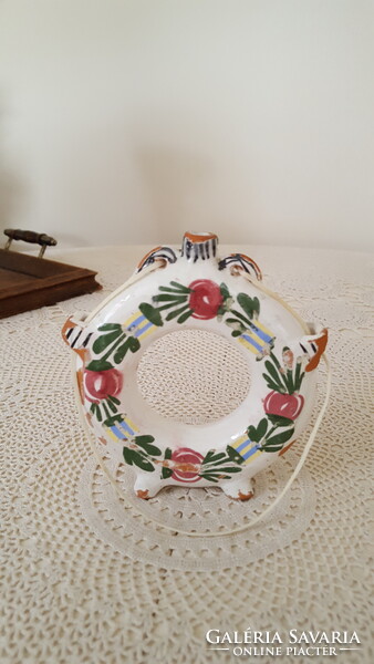Régi,népi festett cserépkulacs,pereckulacs
