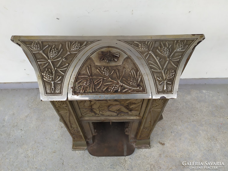 Antik Art Deco szecesszió jugendstil vaskályha kályha bányász vájár kandalló keret 3820