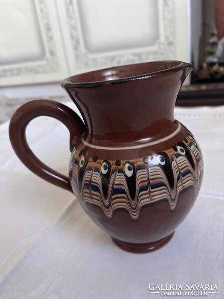 Régi cserép kancsó repedés csorba mentes + ajándék váza.