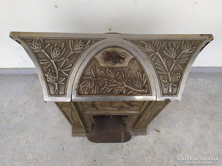 Antik Art Deco szecesszió jugendstil vaskályha kályha bányász vájár kandalló keret 3820