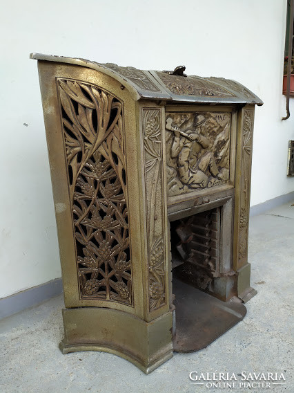 Antik Art Deco szecesszió jugendstil vaskályha kályha bányász vájár kandalló keret 3820