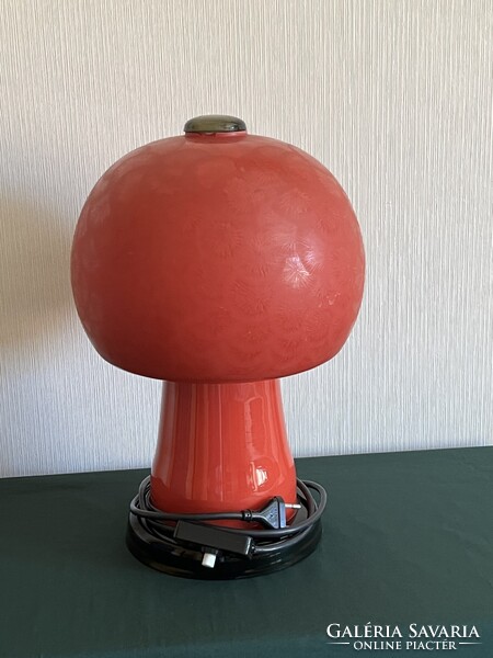 Space age Karin Korn gomba alakú piros üveg lámpa VEB Görlitz (E0013)