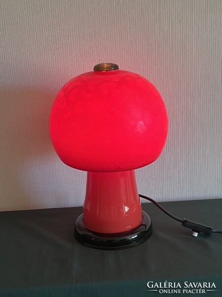 Space age Karin Korn gomba alakú piros üveg lámpa VEB Görlitz (E0013)