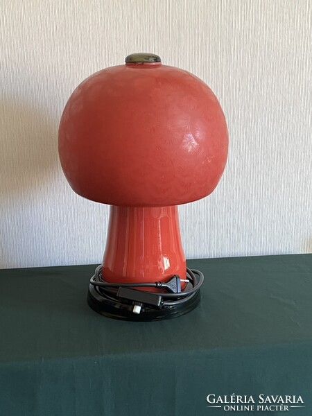 Space age Karin Korn gomba alakú piros üveg lámpa VEB Görlitz (E0013)