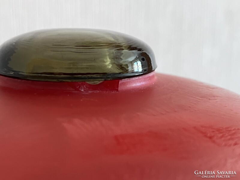 Space age Karin Korn gomba alakú piros üveg lámpa VEB Görlitz (E0013)