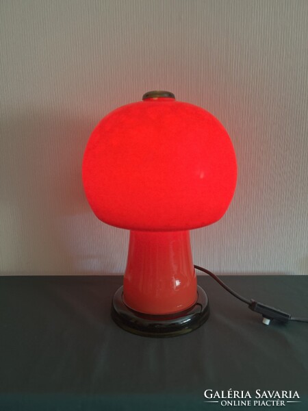 Space age Karin Korn gomba alakú piros üveg lámpa VEB Görlitz (E0013)