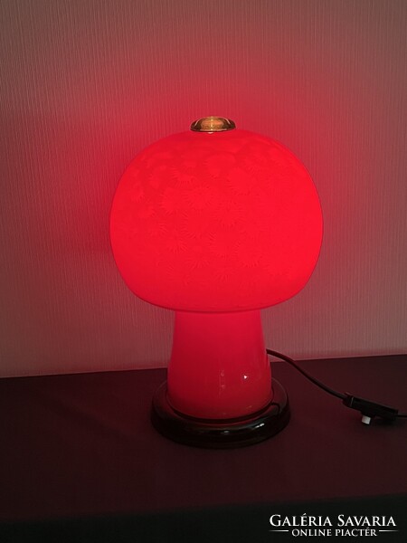 Space age Karin Korn gomba alakú piros üveg lámpa VEB Görlitz (E0013)