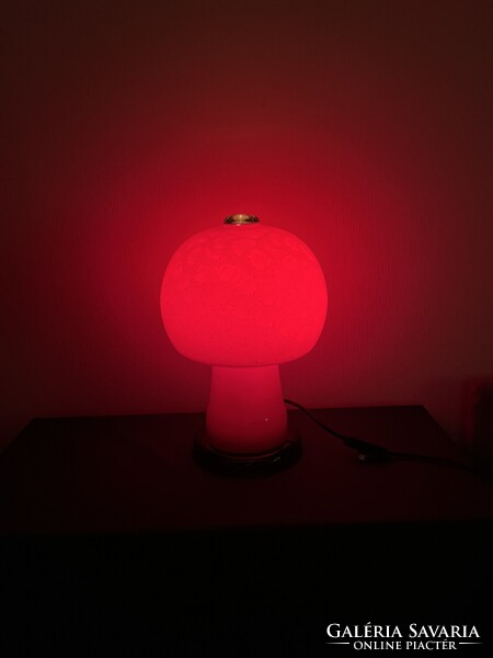 Space age Karin Korn gomba alakú piros üveg lámpa VEB Görlitz (E0013)