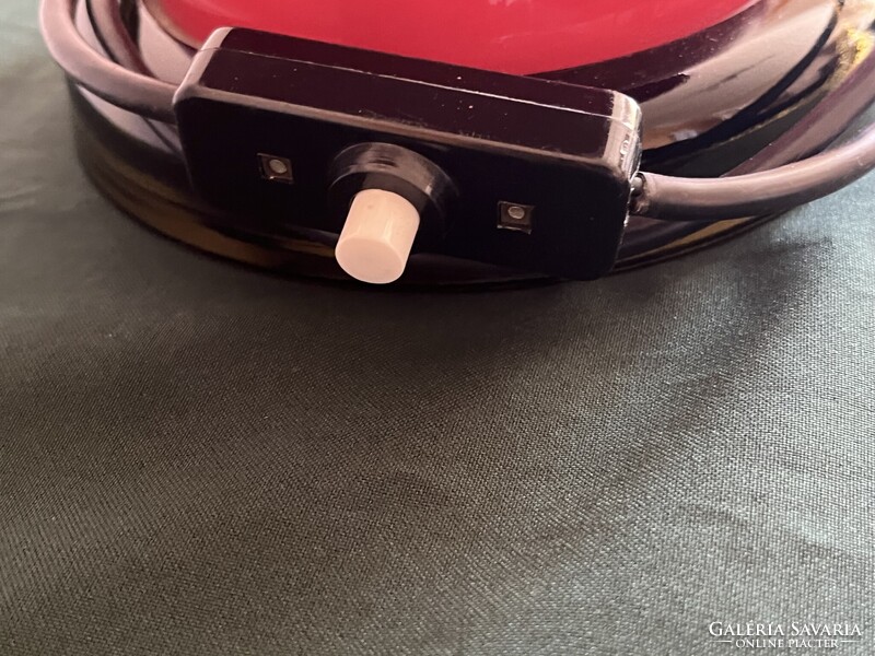 Space age Karin Korn gomba alakú piros üveg lámpa VEB Görlitz (E0013)