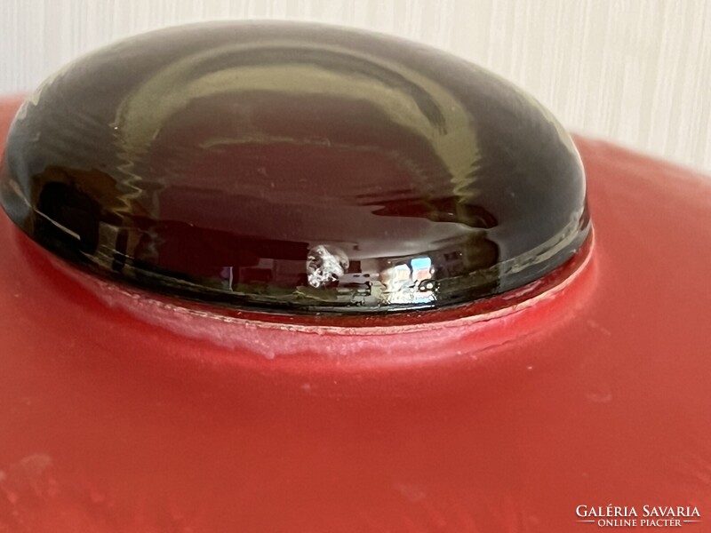 Space age Karin Korn gomba alakú piros üveg lámpa VEB Görlitz (E0013)